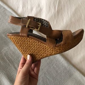 Brown strappy wedges